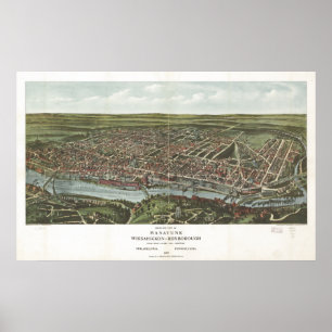 Philadelphia Penn. 1907 Antike Panoramakarte Poster