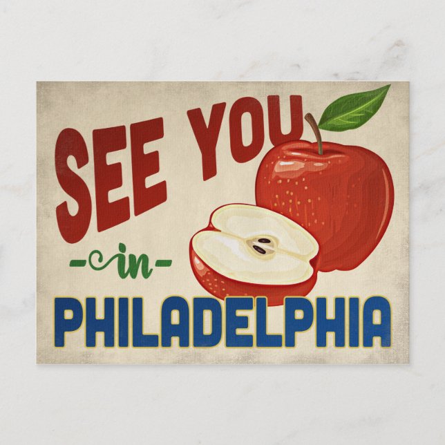 Philadelphia Pennsylvania Apple - Vintage Travel Postkarte (Vorderseite)