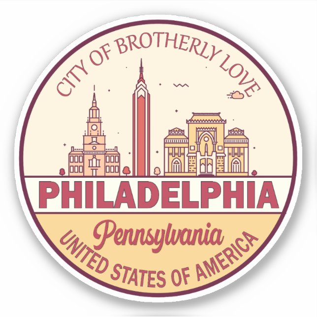 Philadelphia Pennsylvania City Skyline Emblem Aufkleber (Vorderseite)