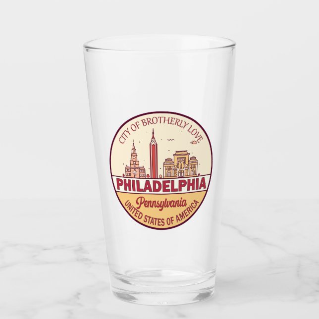 Philadelphia Pennsylvania City Skyline Emblem Glas (Vorderseite)