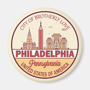 Philadelphia Pennsylvania City Skyline Emblem Magnet