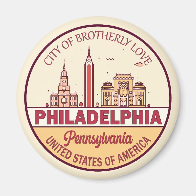 Philadelphia Pennsylvania City Skyline Emblem Magnet (Vorne)