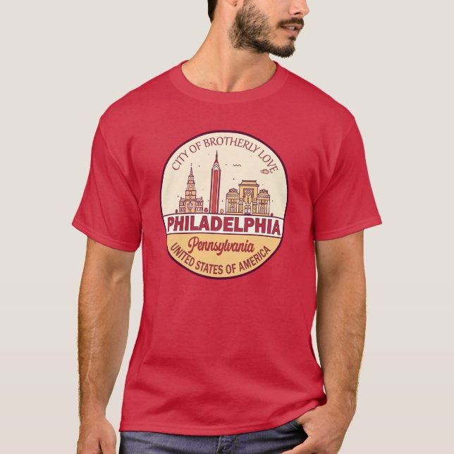 Philadelphia Pennsylvania City Skyline Emblem T-Shirt (Vorderseite)