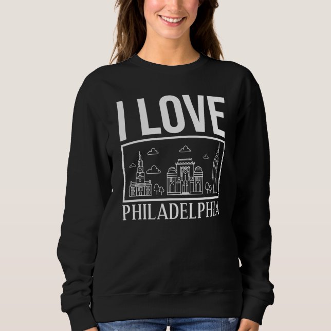 Philadelphia Pennsylvania City Skyline Map Travel Sweatshirt (Vorderseite)