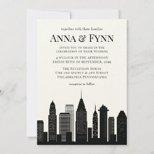 Philadelphia Pennsylvania City Skyline Wedding Inv Einladung
