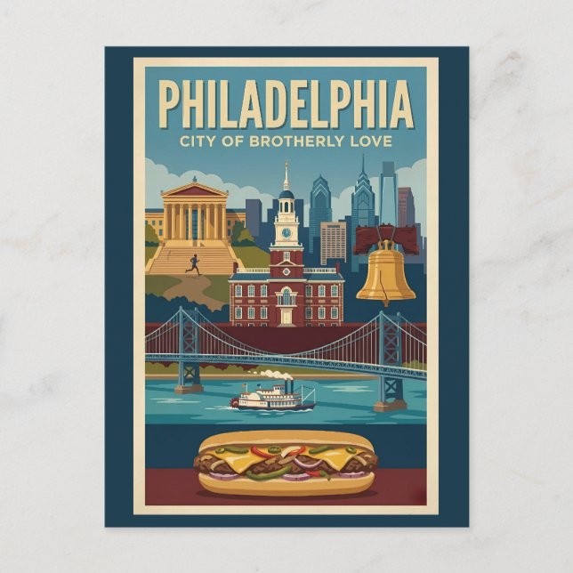 Philadelphia Pennsylvania Culture Illustration Art Postkarte (Vorderseite)