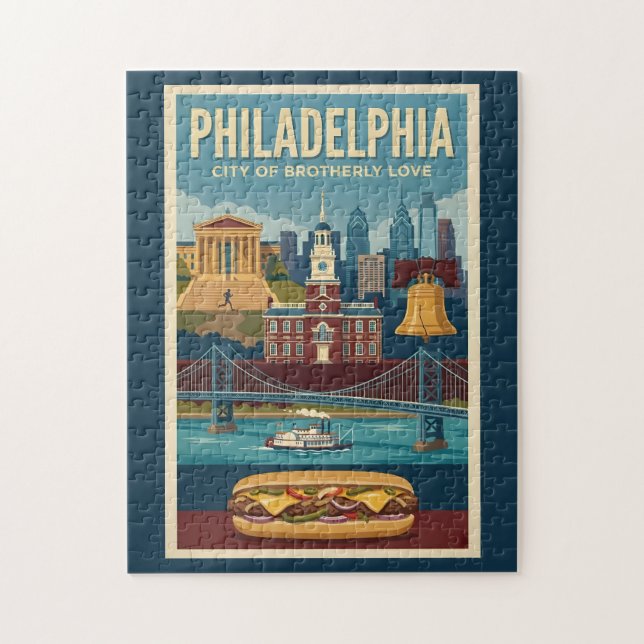 Philadelphia Pennsylvania Culture Illustration Art Puzzle (Vertikal)