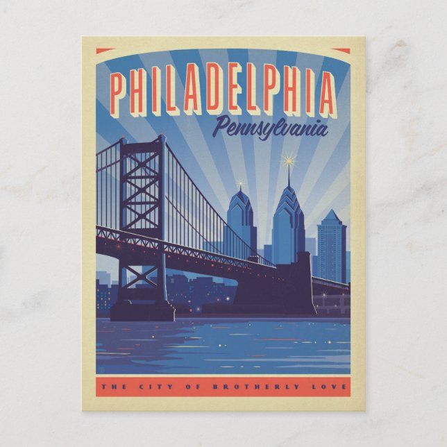 Philadelphia, Pennsylvania | Die Stadt Brüderly Postkarte (Vorderseite)