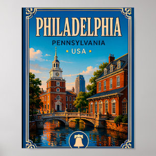 🔔 Philadelphia Pennsylvania Historische Reise 🔔 Poster