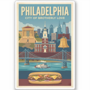 Philadelphia Pennsylvania Kultur Illustration Kuns Aufkleber
