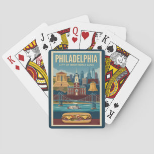 Philadelphia Pennsylvania Kultur Illustration Kuns Spielkarten