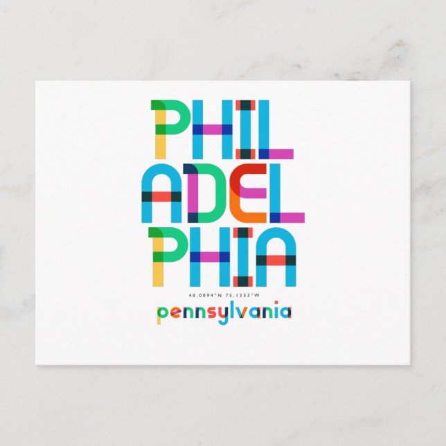 Philadelphia Pennsylvania Mitte Jahrhundert, Pop A Postkarte (Vorderseite)