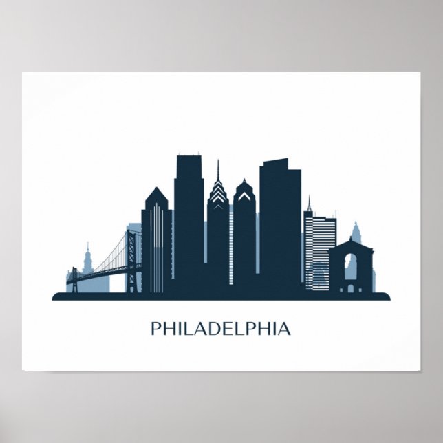 Philadelphia, Pennsylvania | Monochromatische Stad Poster (Vorne)