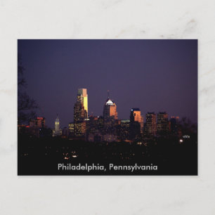 Philadelphia, Pennsylvania, Nachts-Skyline Postkarte