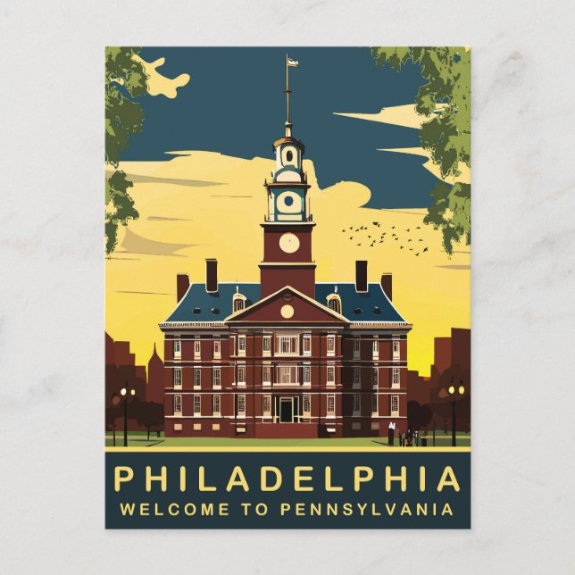 Philadelphia, Pennsylvania, Reisen Postkarte (Vorderseite)
