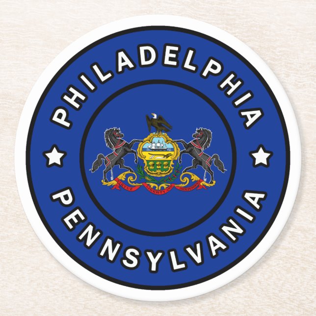 Philadelphia Pennsylvania Runder Pappuntersetzer (Vorderseite)