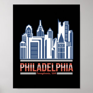 Philadelphia Pennsylvania Skyline Retro StadtDesig Poster