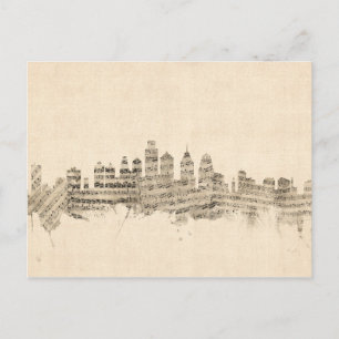 Philadelphia Pennsylvania Skyline Sheet Music City Postkarte