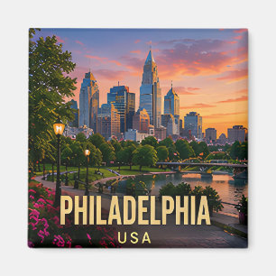 Philadelphia Pennsylvania Skyline Wasserfront Reis Magnet
