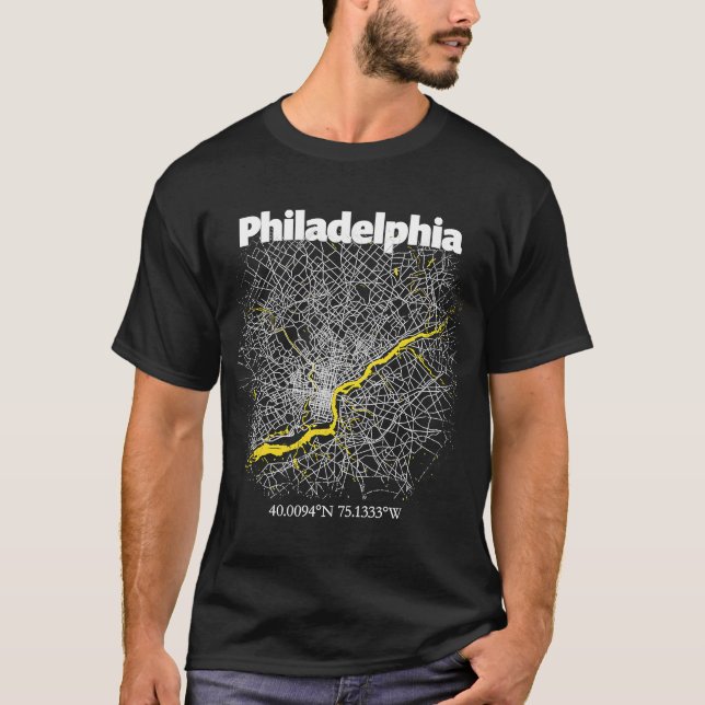 Philadelphia Pennsylvania Street Map Heimat Prid T-Shirt (Vorderseite)