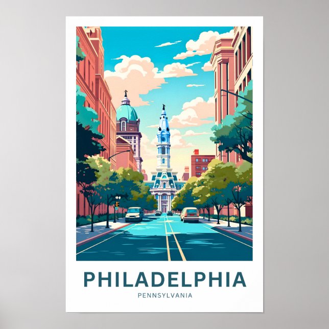 Philadelphia Pennsylvania Travel Print Poster (Vorne)