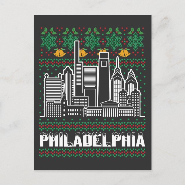 Philadelphia Pennsylvania Ugly Christmas Postkarte (Vorderseite)