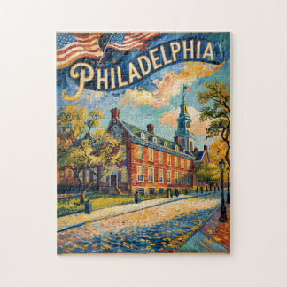 Philadelphia Pennsylvania US Retro Van Gogh Travel Puzzle
