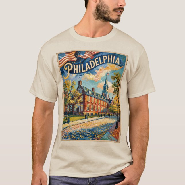 Philadelphia Pennsylvania US Retro Van Gogh Travel T-Shirt (Vorderseite)