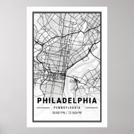 Philadelphia Pennsylvania USA Travel City Map Poster