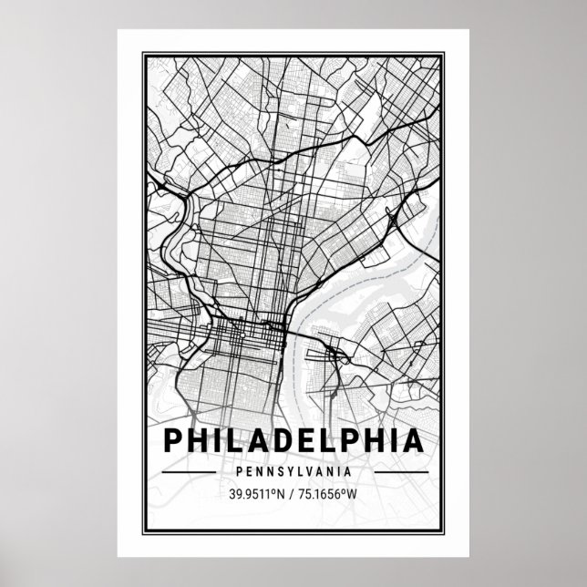 Philadelphia Pennsylvania USA Travel City Map Poster (Vorne)