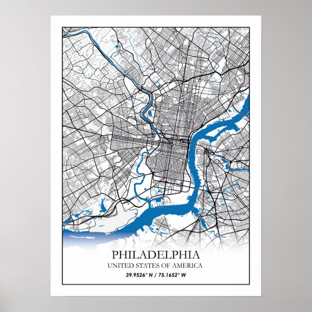 Philadelphia Pennsylvania USA Travel City Map Poster (Vorne)