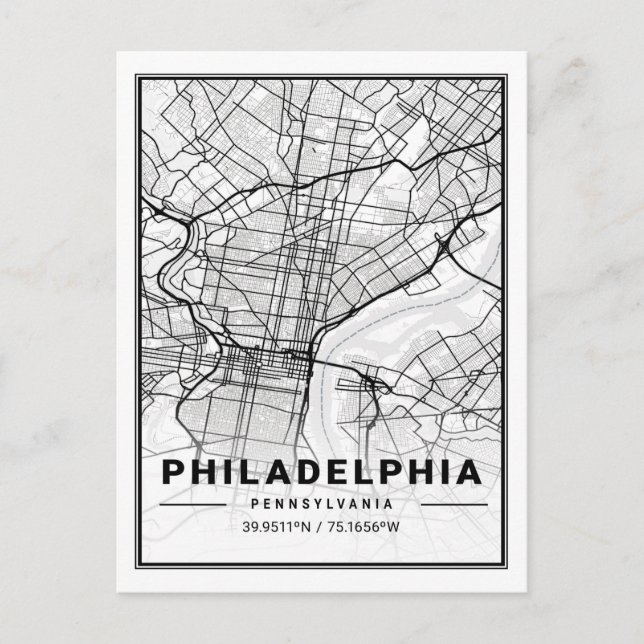 Philadelphia Pennsylvania USA Travel City Map Postkarte (Vorderseite)