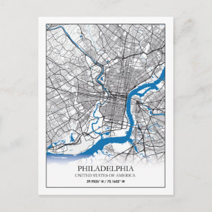 Philadelphia Pennsylvania USA Travel City Map Postkarte
