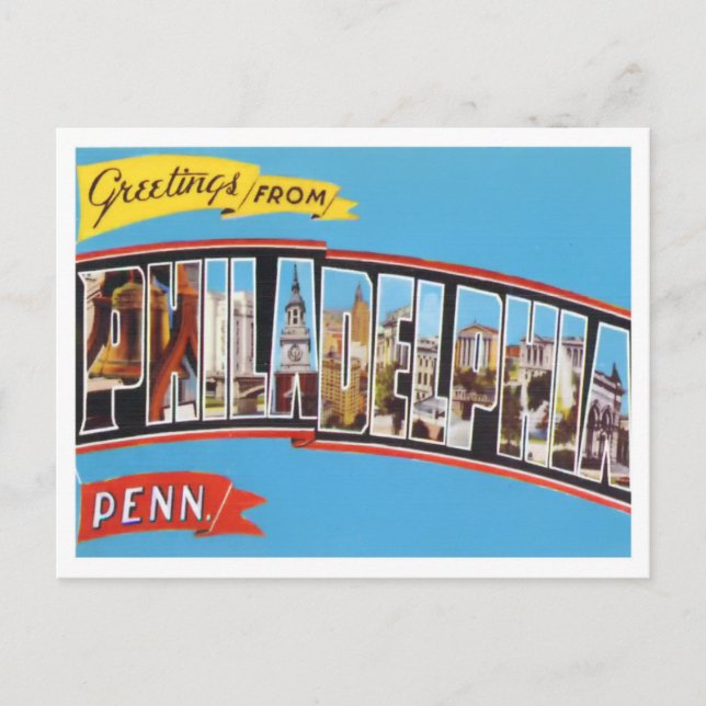 Philadelphia, Pennsylvania Vintage Big Letters Postkarte (Vorderseite)