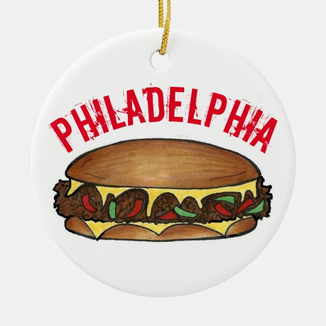 Philadelphia Philly PA Cheese Steak Sandwich Keramik Ornament (Vorne)