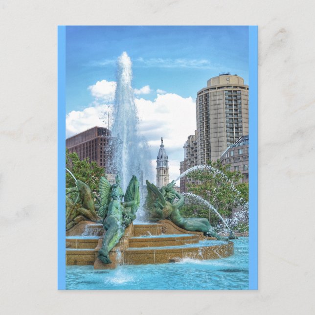Philadelphia Postcard-City Hall-Swann-Brunnen Postkarte (Vorderseite)