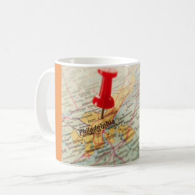 Philadelphia Pushpin Map Kaffeetasse (Vorderseite Links)