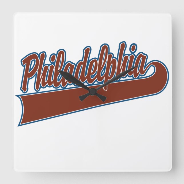 Philadelphia Quadratische Wanduhr (Vorderseite)