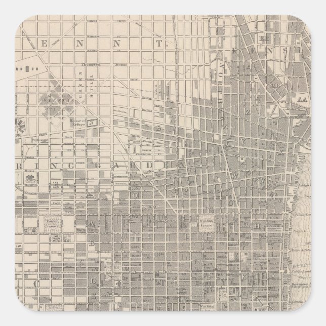 Philadelphia Quadratischer Aufkleber (Vorderseite)