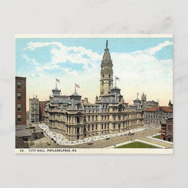 Philadelphia Rathaus Alte Postkarte (Vorderseite)