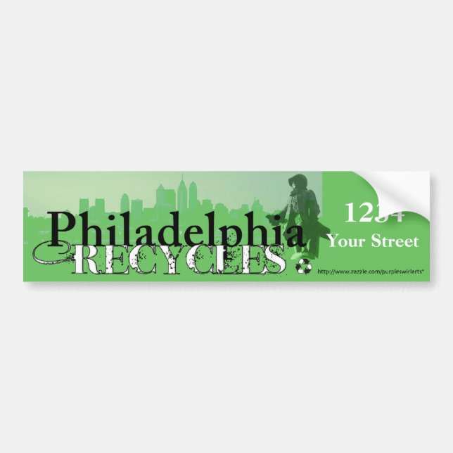 Philadelphia recycelt (Skyline u. Penn) Autoaufkleber (Vorne)