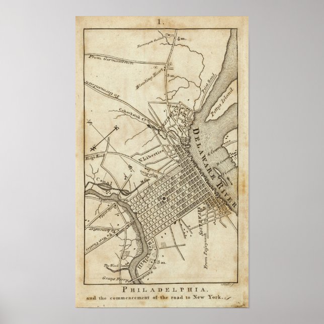 Philadelphia Road Map Poster (Vorne)