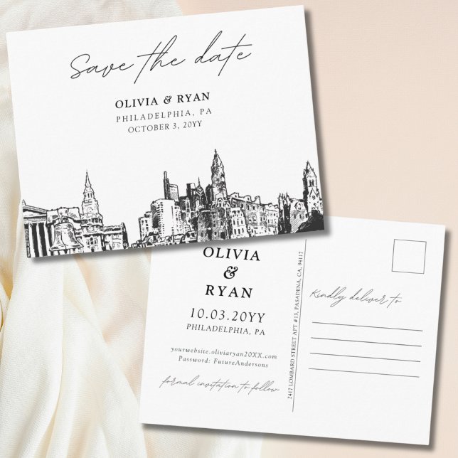 Philadelphia Save the Date Postcard Wedding Postkarte (Philadelphia Save the Date Postcard Wedding)