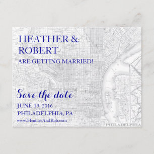 Philadelphia Save the Date - Vintage Karte (grau)