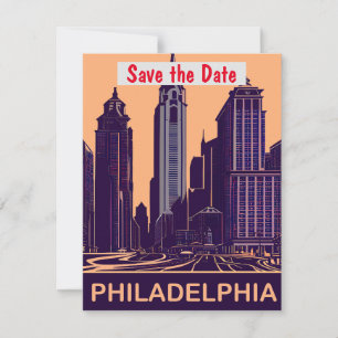 Philadelphia Save the Date Vintage Postkarte