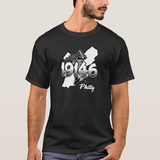 Philadelphia-Silhouette mit Zip Code 19146 und Li T-Shirt (Vorderseite)
