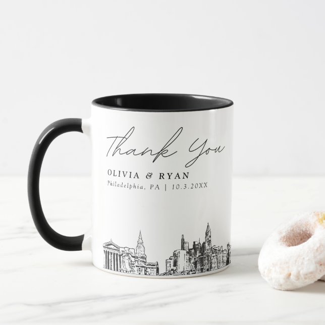 Philadelphia Simple Custom Wedding Coffee Tasse (Mit Donut)