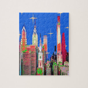 Philadelphia Sky im Weihnachtsstil Puzzle