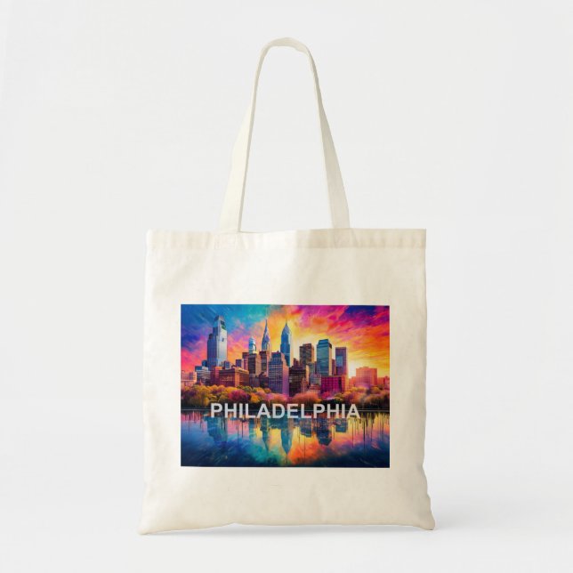 Philadelphia Skyline Abstrakt Art Tragetasche (Vorne)