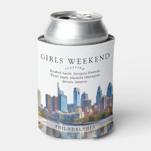 Philadelphia Skyline Aquarell Mädchen-Wochenende Dosenkühler